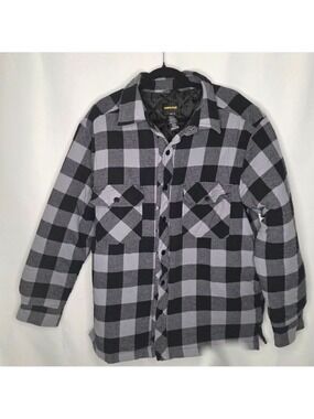 WORKLOAD Men's Plaid Shirt Jacket Large Black Gray